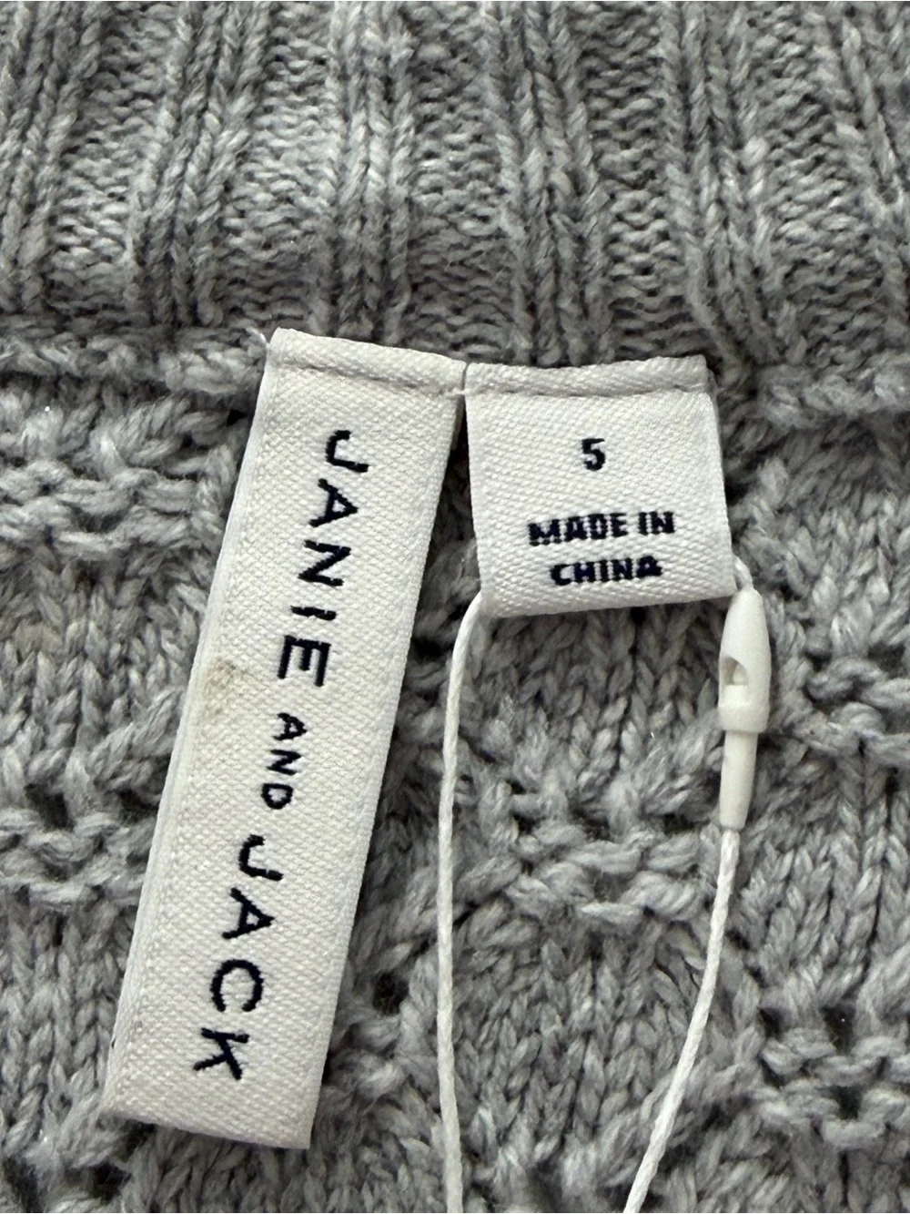 JANIE AND JACK Girls Textured Knit Cardigan Sweater Size 5 High Rise Heather